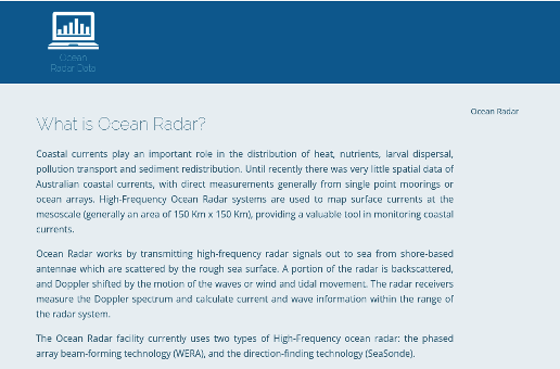 screenshot imos ocean data page