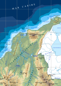 topography/bathymetry of Colombia